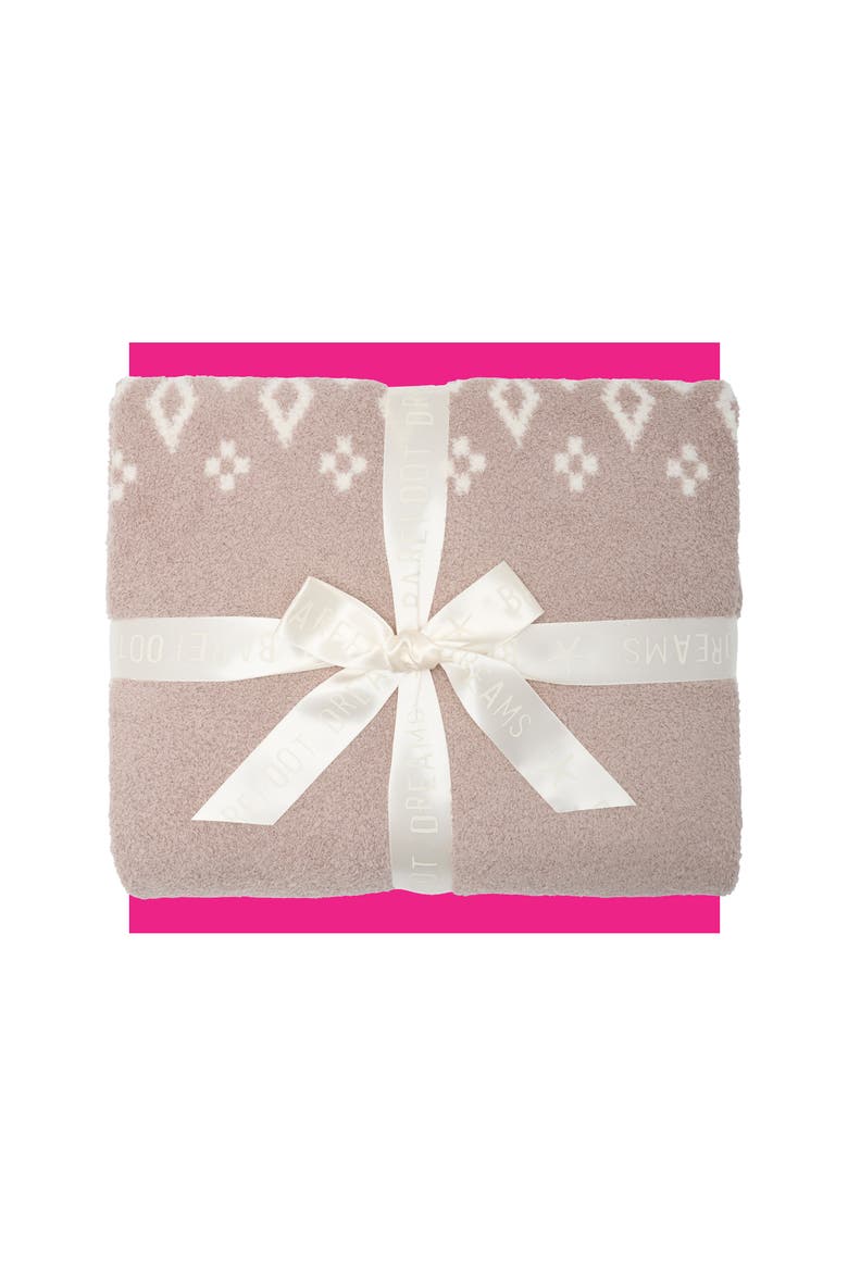 CozyChic Fair Isle Diamond Throw Blanket, Main, color, TAUPE/ CREAM
