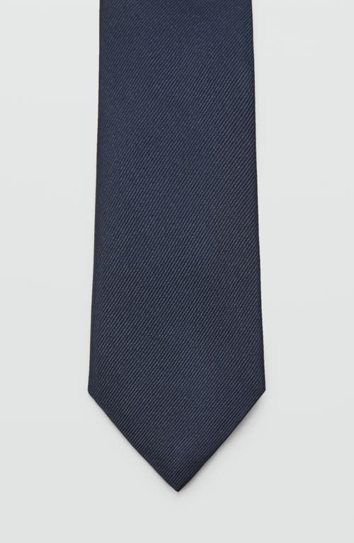Mango Solid Silk Blend Twill Tie In Blue