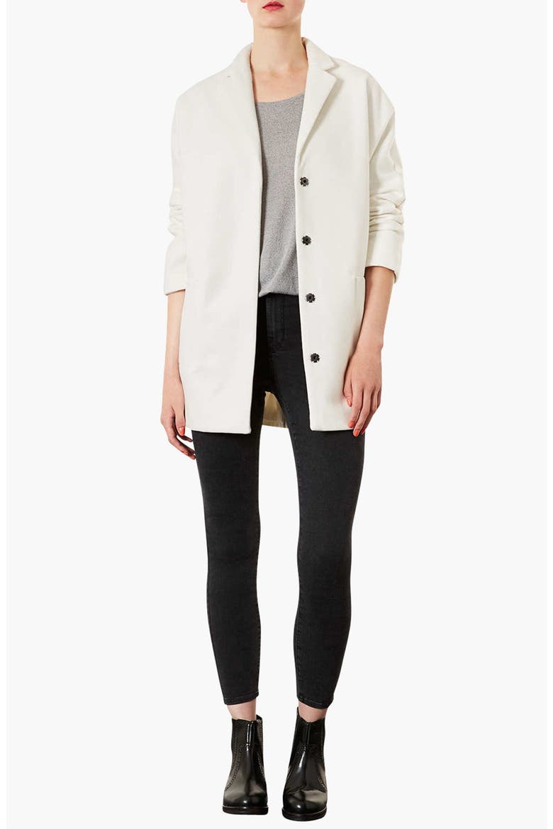 Oversized Snap Button Coat, Alternate, color, WHITE