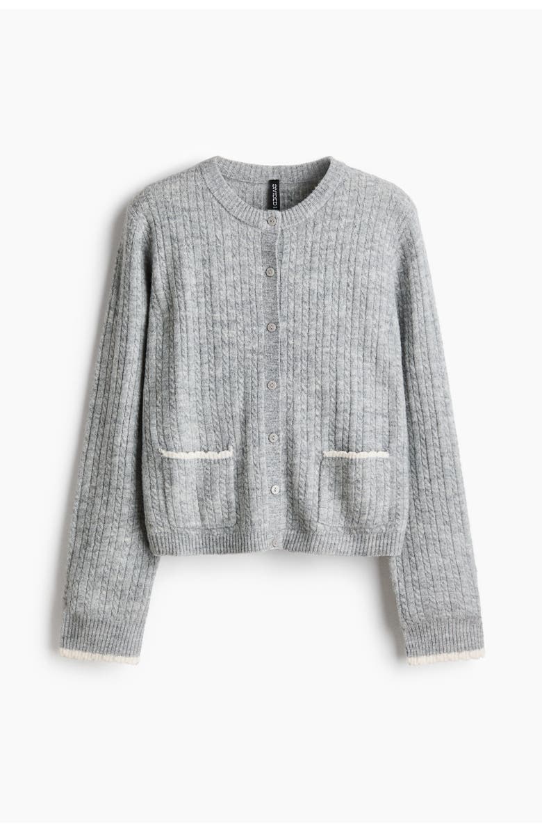 H&M Cable-knit Cardigan, Main, color, Gray Melange