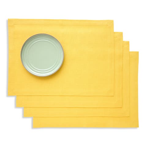 Linen Placemats Set of 4, 14 x 19 Inch for Dining Table, Holiday and Everyday Table Decor - Diana