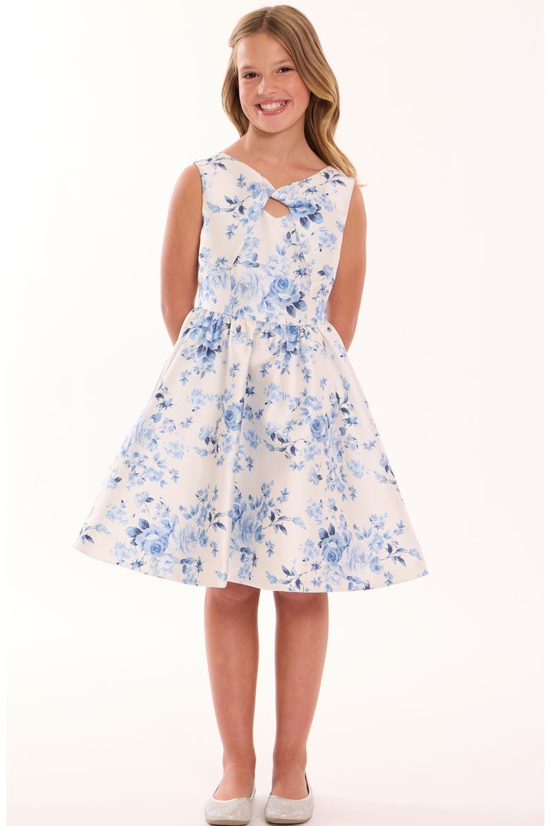 Kids' Twist Front Mikado Party Dress, Alternate, color, IVORY