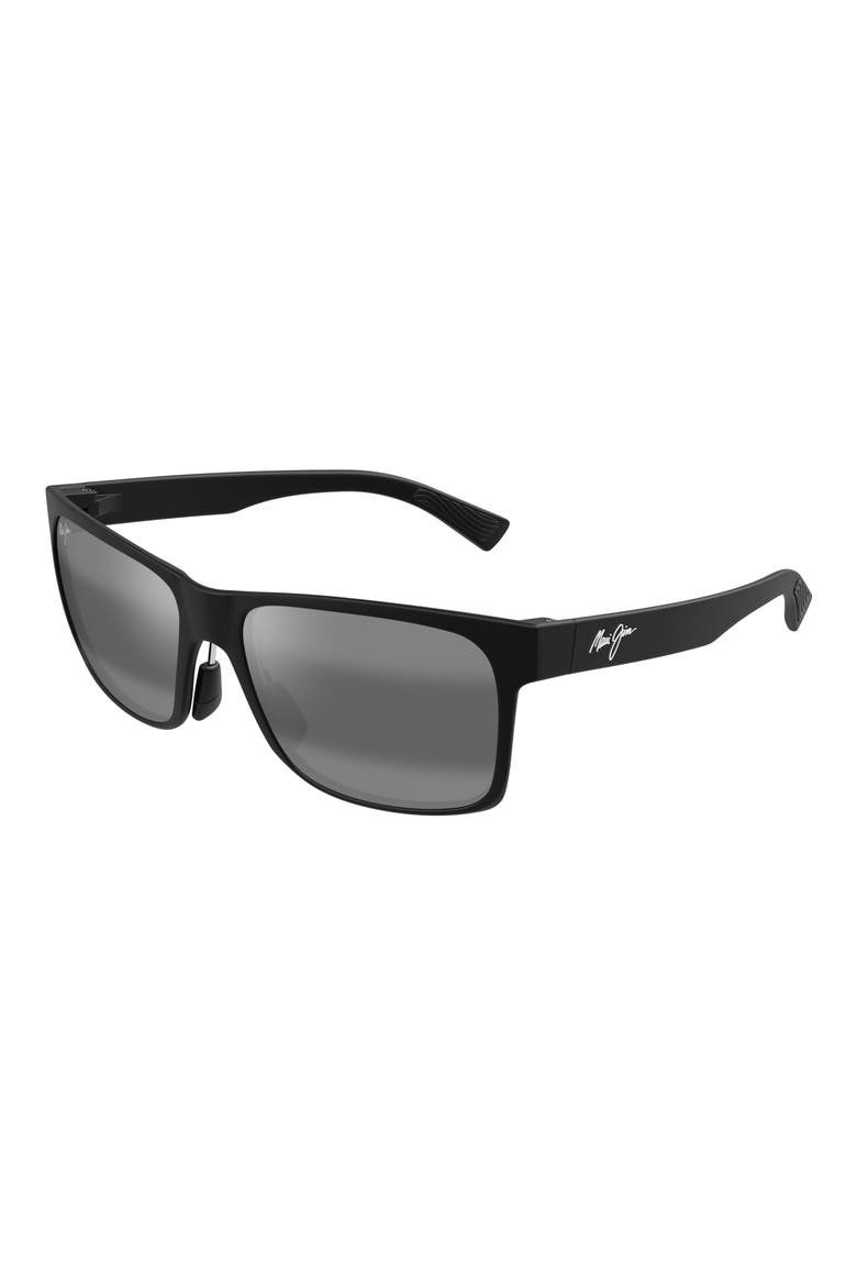 Ho'opili 58mm PolarizedPlus2® Rectangular Sunglasses, Alternate, color, MATTE BLACK/ NEUTRAL GREY