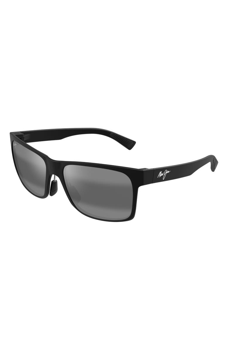 Maui Jim Ho'opili 58mm PolarizedPlus2<sup>®</sup> Rectangular Sunglasses, Alternate, color, Matte Black/ Neutral Grey