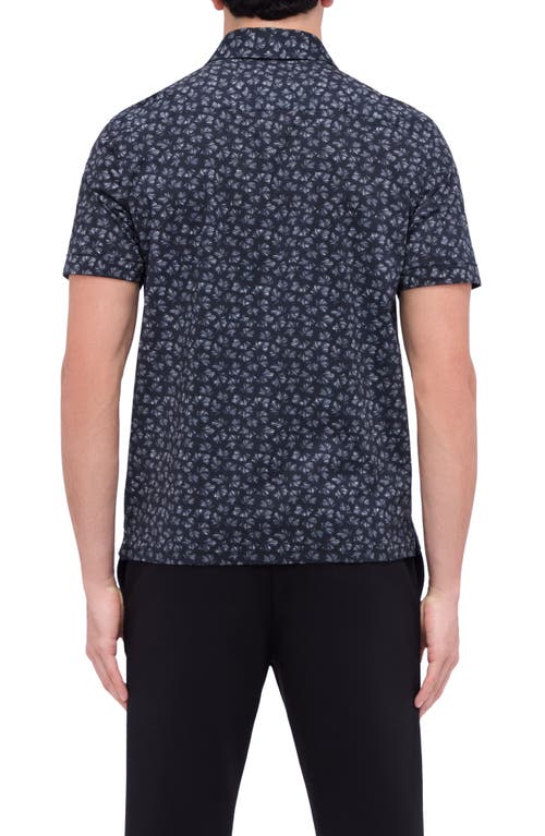 Bugatchi Merlin Ooohcotton® Fan Print Short Sleeve Button-up Shirt In Black