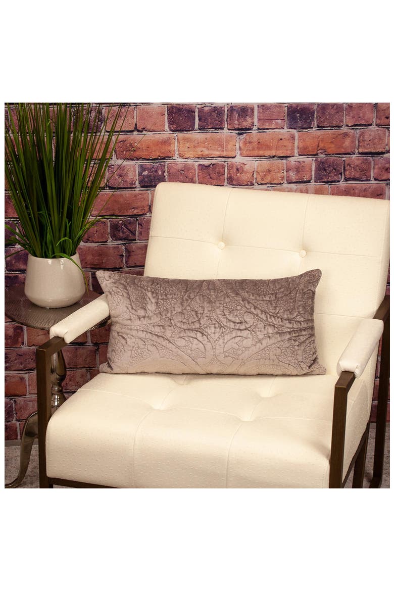 Tufted Velvet Oblong Throw Pillow, Alternate, color, TAUPE