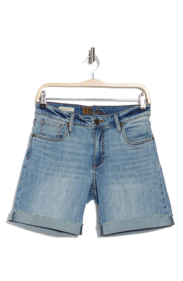 KUT from the Kloth Katy Boyfriend Cuffed Denim Shorts, Alternate, color, Stonecrop