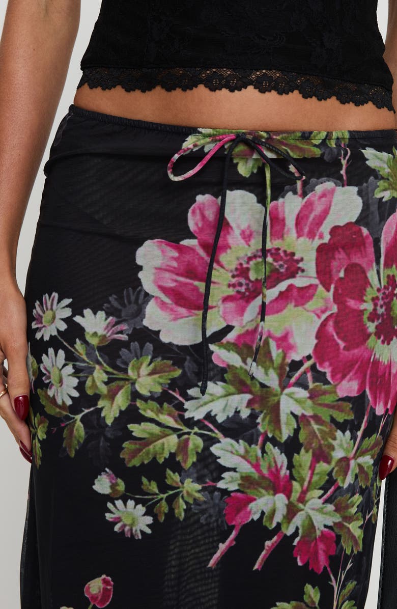 Princess Polly Paganio Floral Print Maxi Skirt, Alternate, color, Black Floral