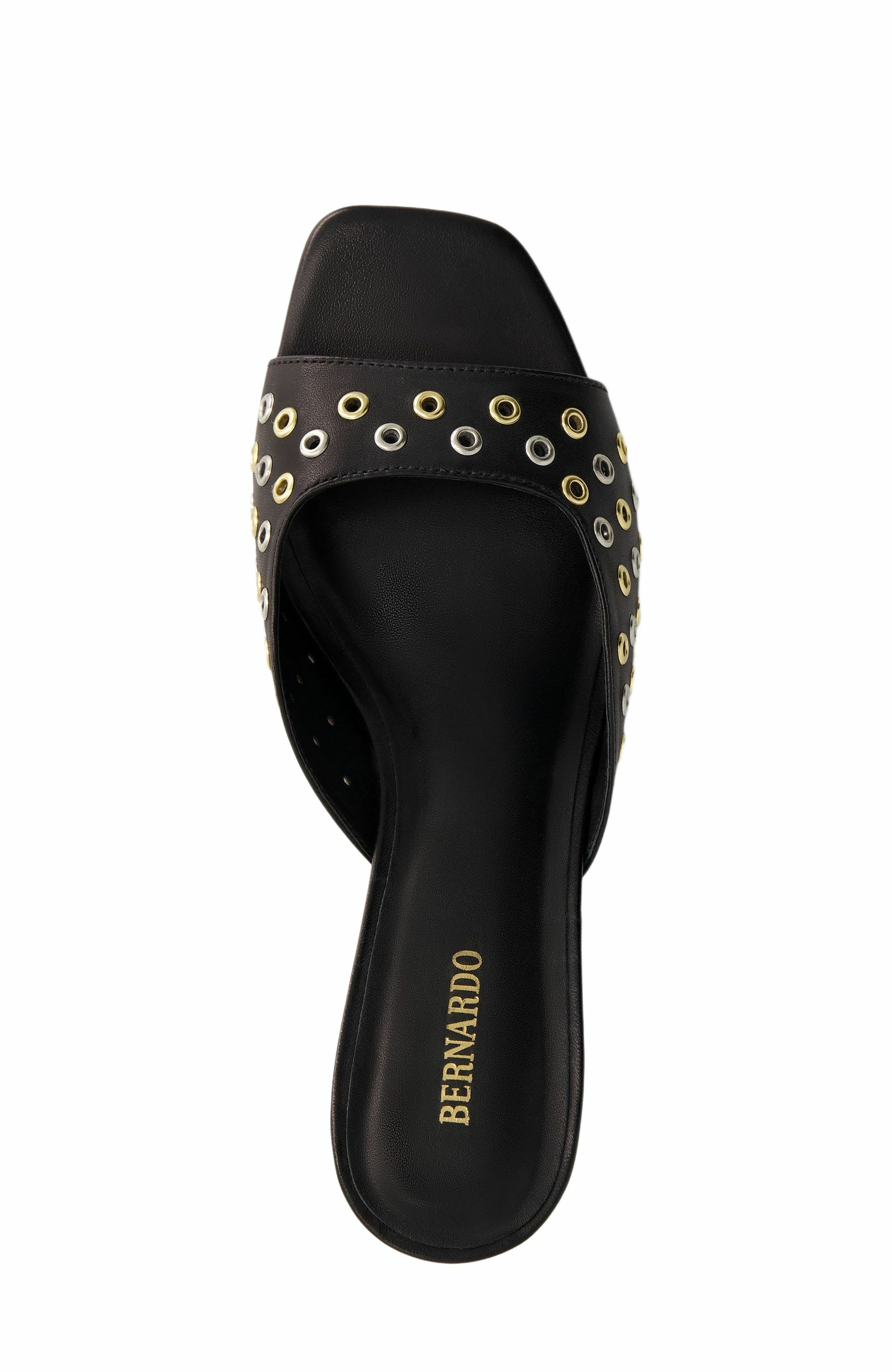 Bernardo Footwear Cenza Grommet Kitten Heel Mule, Alternate, color, Black