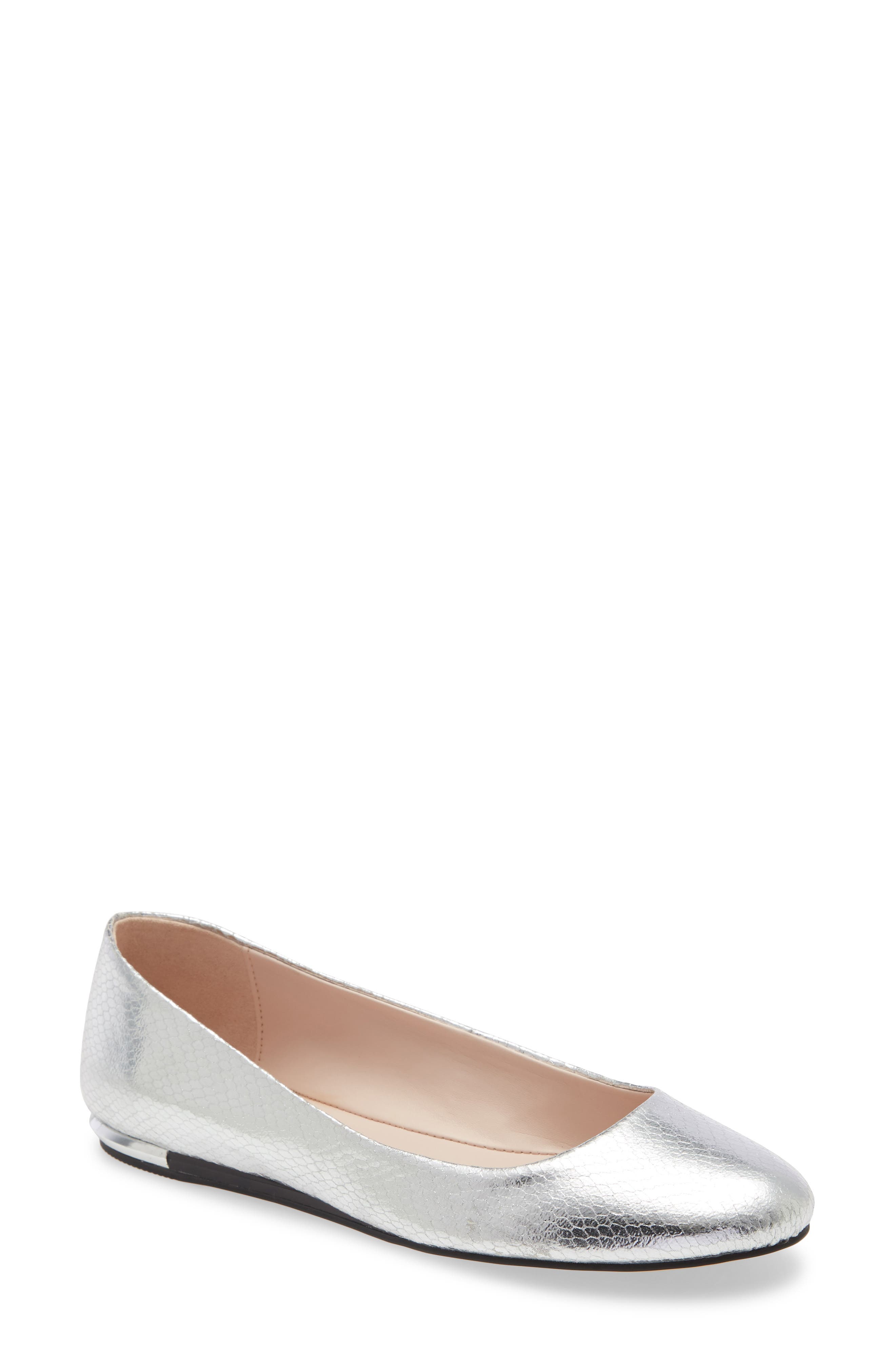 Kosi Skimmer Flat, Main, color, SILVER FAUX LEATHER