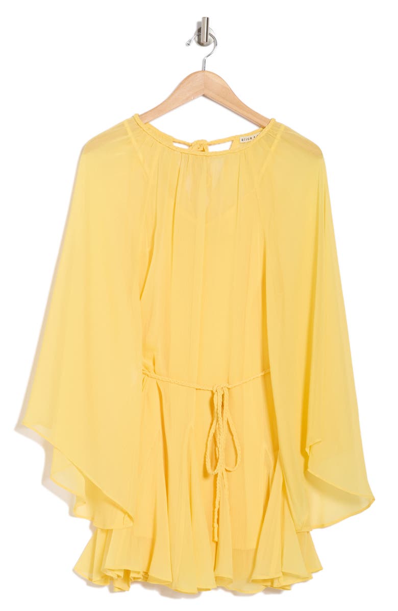 Alice + Olivia Gitana Flutter Sleeve Minidress, Alternate, color, Lemon Meringue