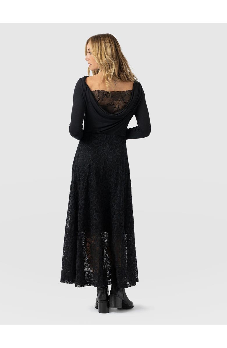 Saint + Sofia Lana A-Line Skirt, Alternate, color, Black Lace