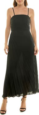 Nicole Miller Strapless Pleated Chiffon Maxi Dress