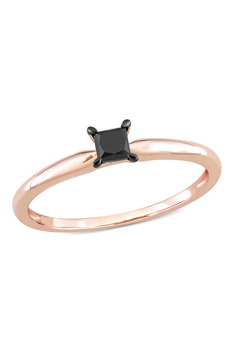 Black Diamond Princess Solitaire Ring 14k, Main, color, Diamond