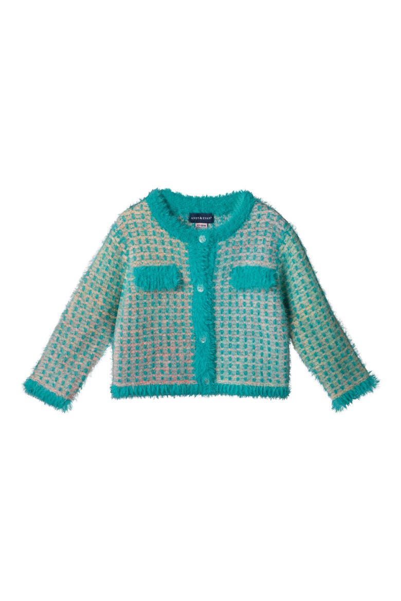 Stripe Cardigan & Pants Set, Alternate, color, AQUA