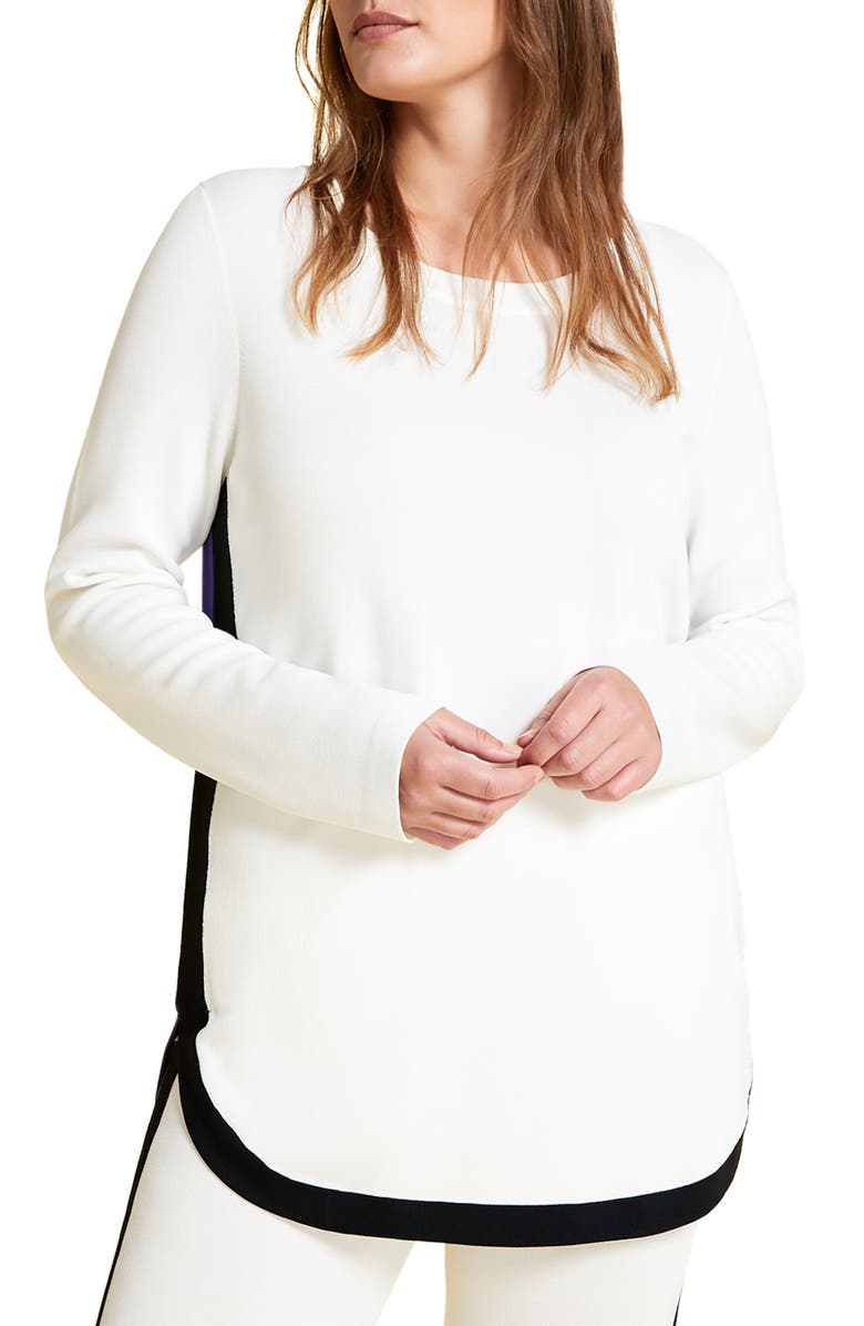 Marina Rinaldi Abaca Tipped Long Sleeve Tunic Sweater, Main, color,