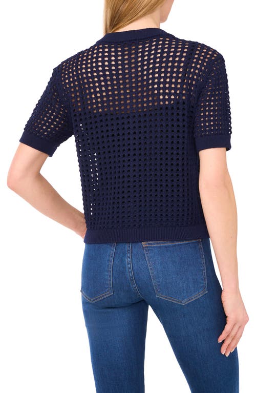 CECE CECE OPEN STITCH SHORT SLEEVE CARDIGAN