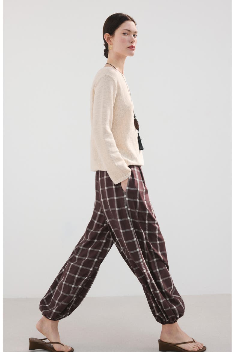Drawstring Balloon Pants, Alternate, color, BURGUNDY
