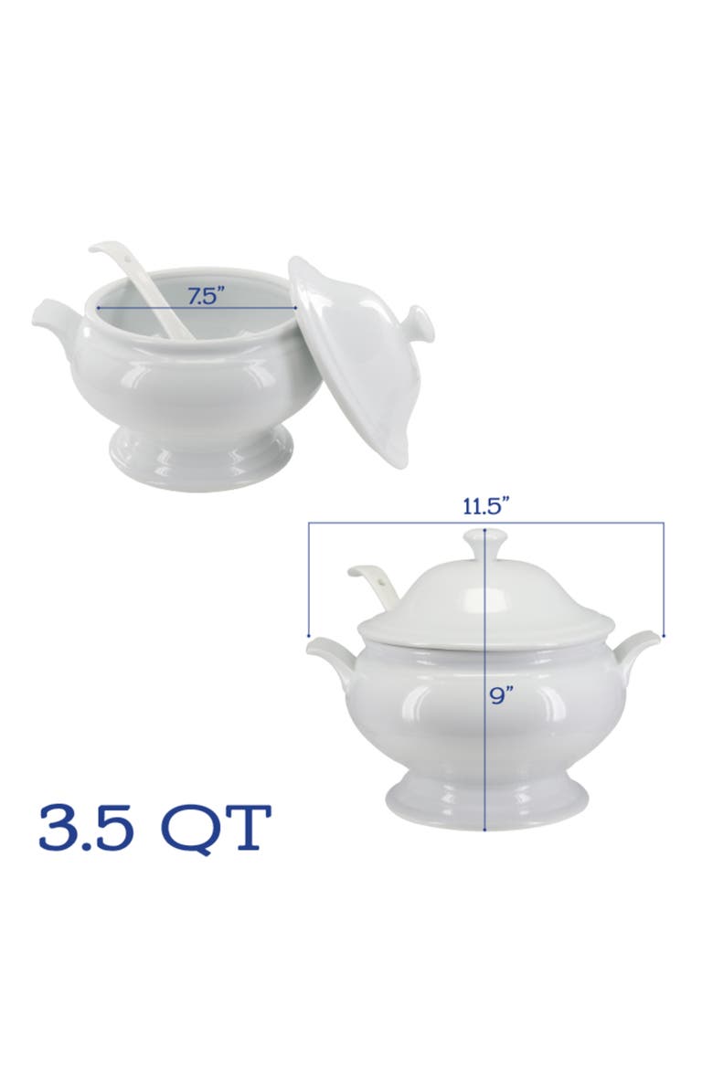 Soup Tureen & Lions Head Bowl Set, Alternate, color, WHITE