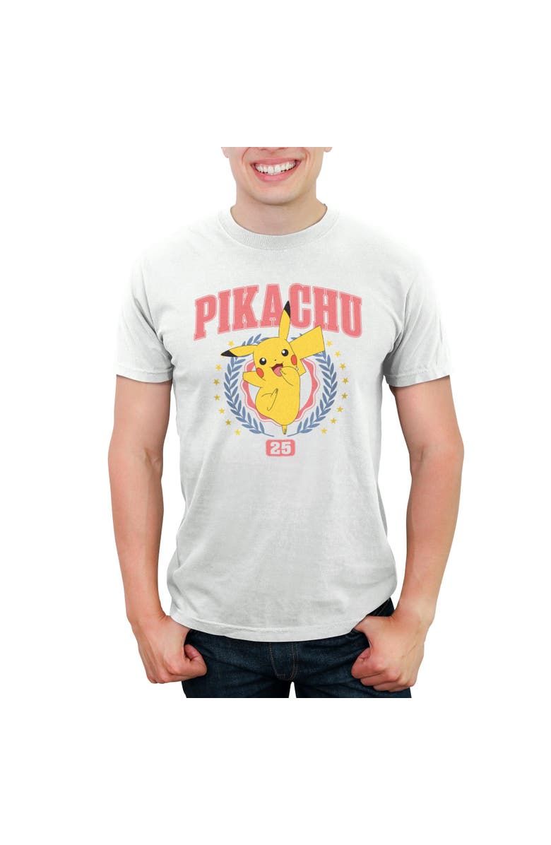 POKEMON Men's Pokemon Collegiate Pikachu 25  Graphic T-Shirt, Main, color, White