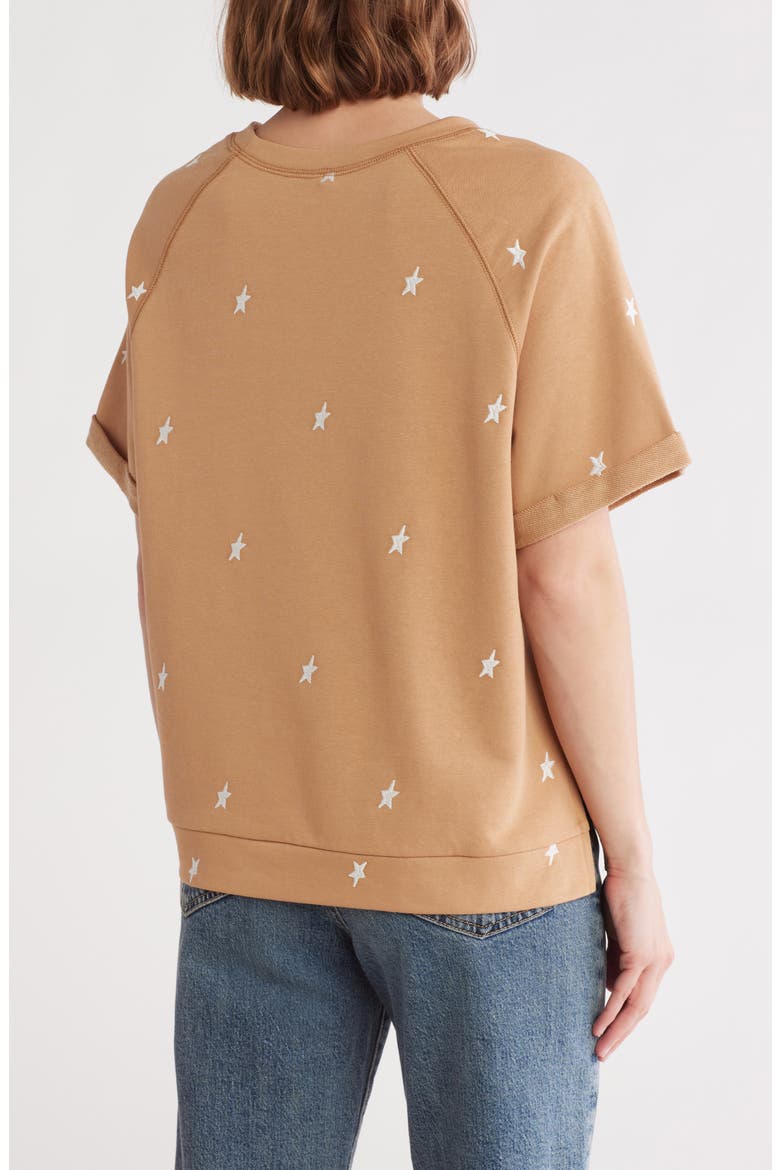 Star Embroidered Terry Top, Alternate, color, TOAST/ WHITE