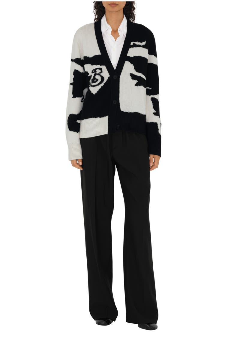 EKD Cashmere Cardigan, Main, color, Black/chalk