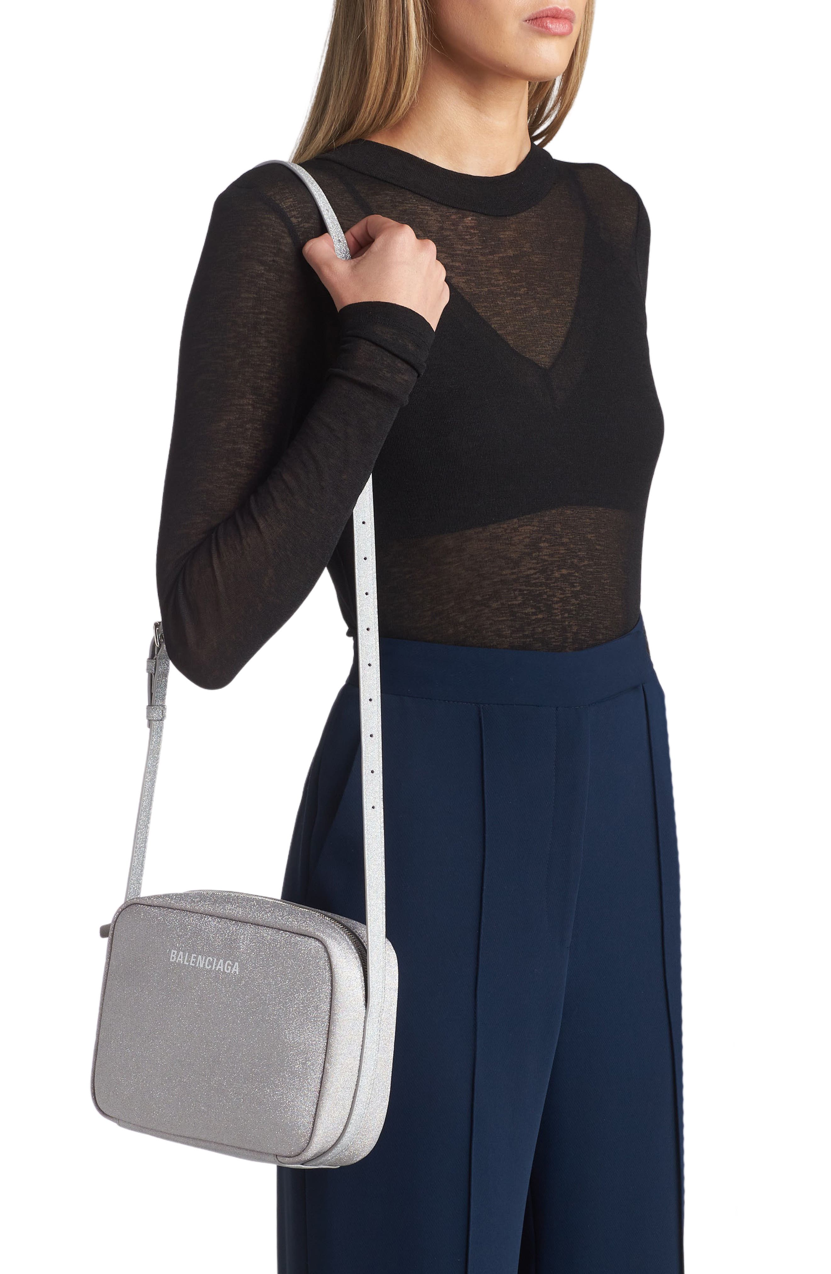 Balenciaga Medium Everyday Sparkle Fabric Camera Bag, Alternate, color, 