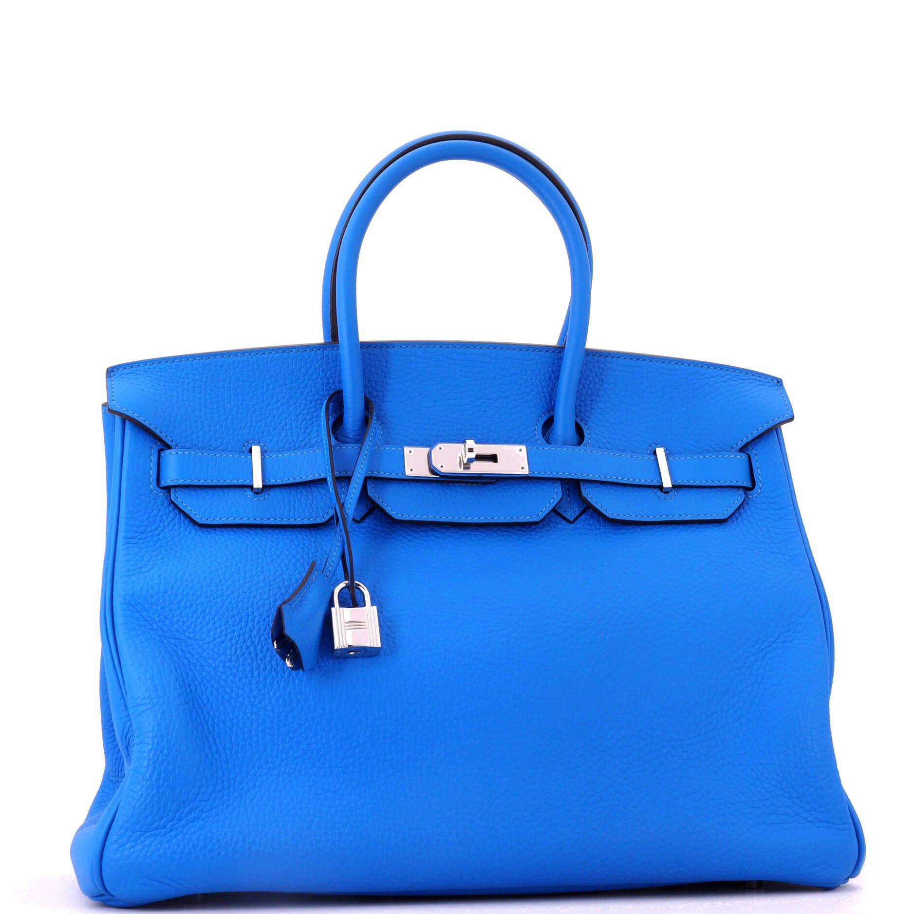 Birkin Handbag Blue Clemence with Palladium Hardware 35, Alternate, color, Blue