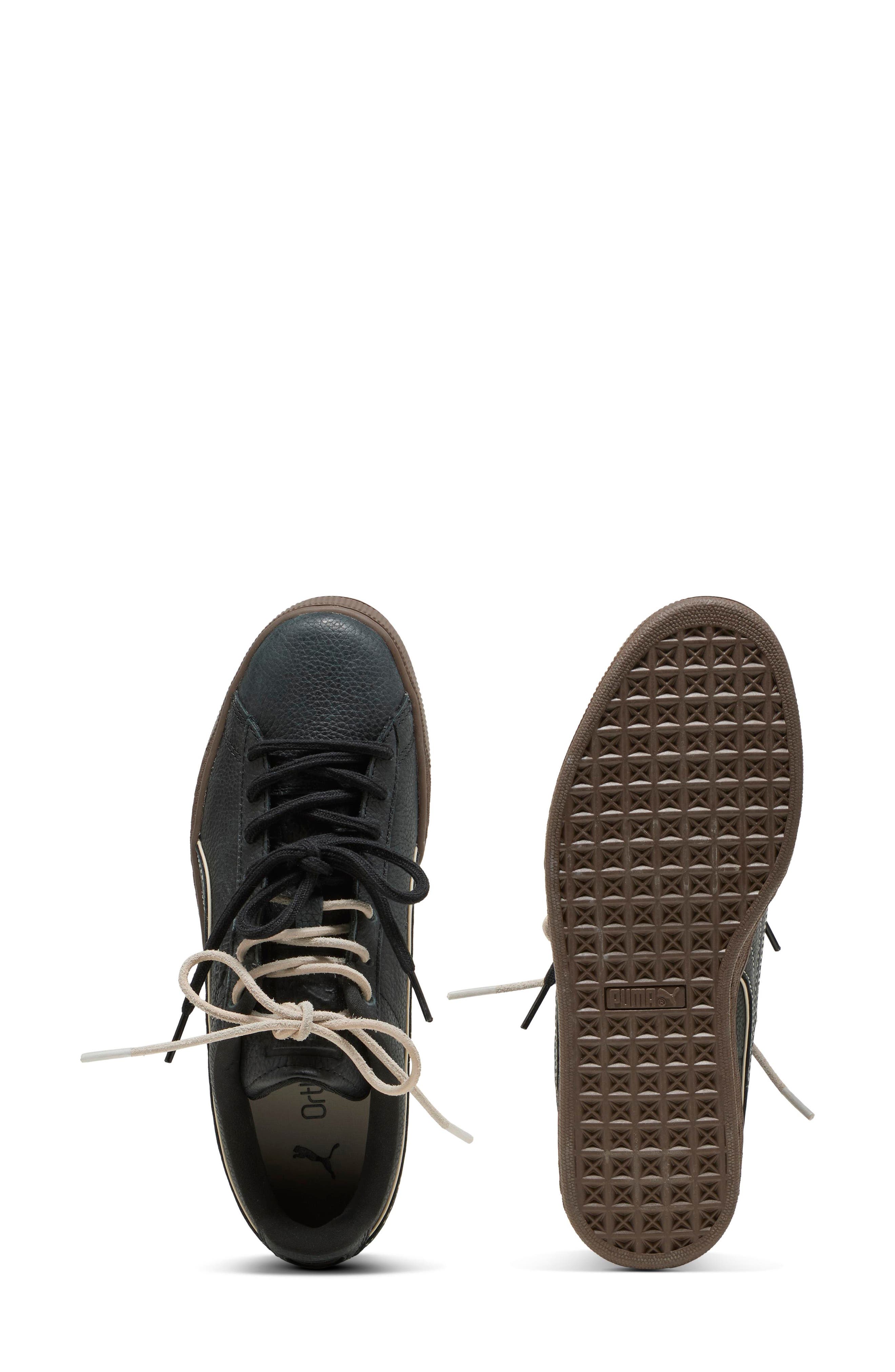 Suede Bloom Dress-Up Leather Sneaker, Alternate, color, PUMA BLACK/ CHOCOLATE