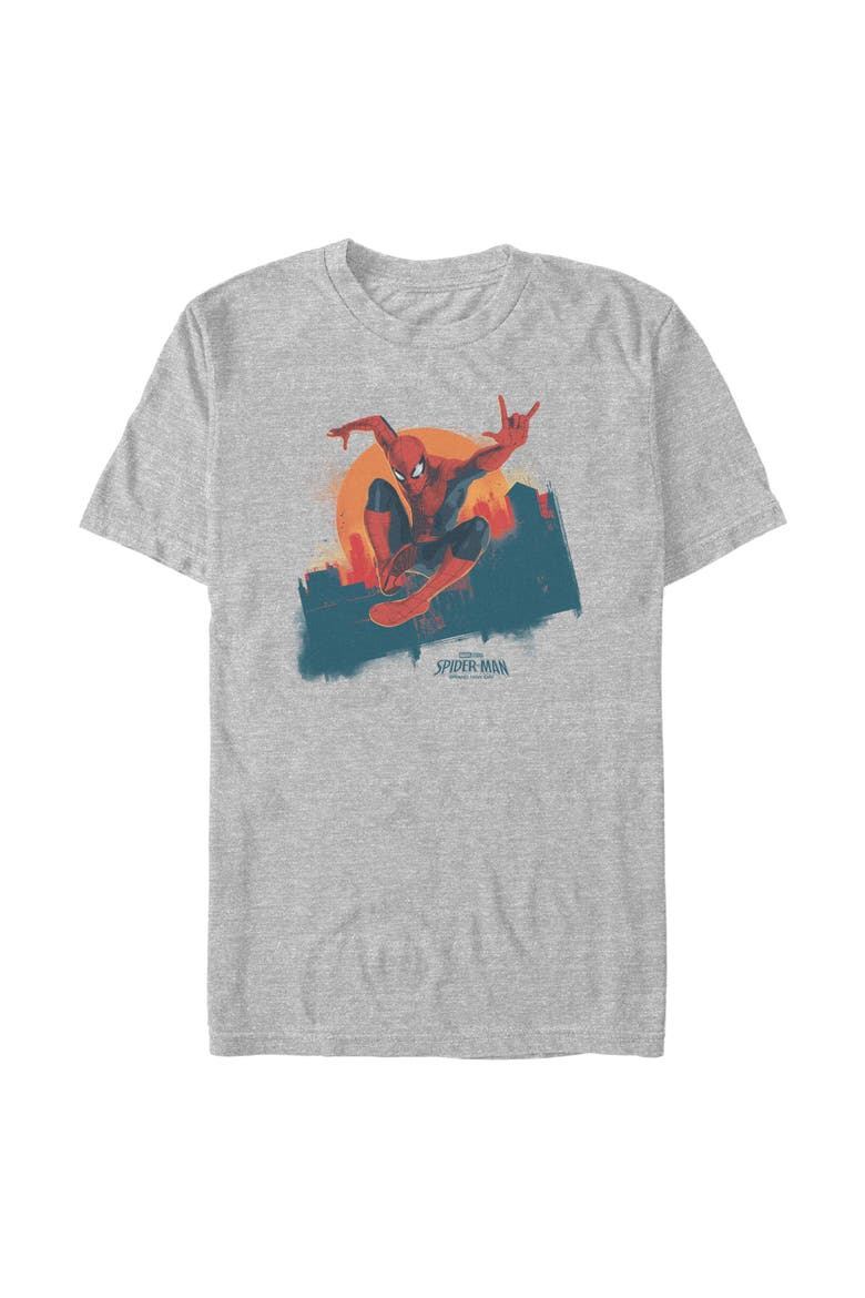 Mens Marvel Spider-Man Brand New Day Spidey City Art T Shirt, Main, color, Sport Grey