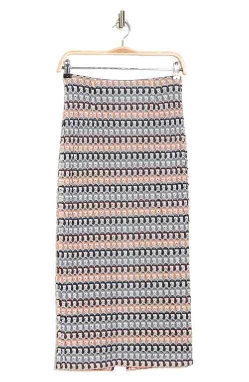 Daniel Rainn Crochet Stripe Midi Skirt In Q162 Pink Multi