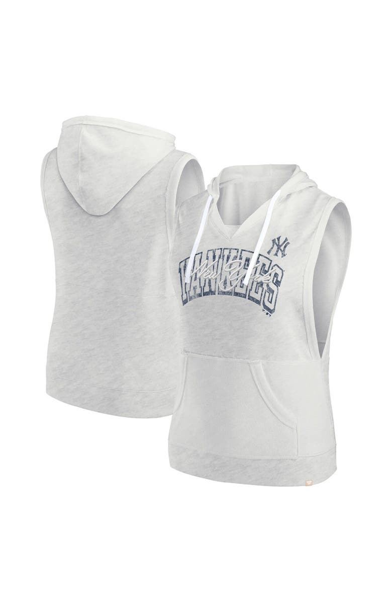 FANATICS Women's Fanatics Branded Ash New York Yankees Lounge Script Sleeveless Pullover Hoodie, Main, color, Ash