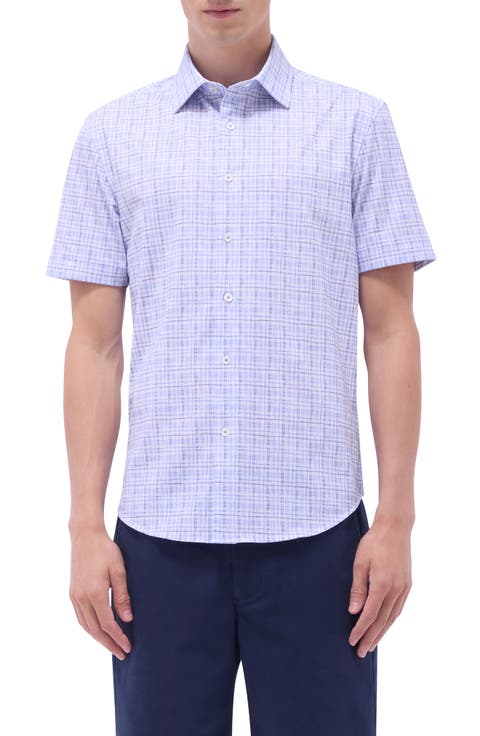 Miles OoohCotton® Plaid Short Sleeve Button-Up Shirt