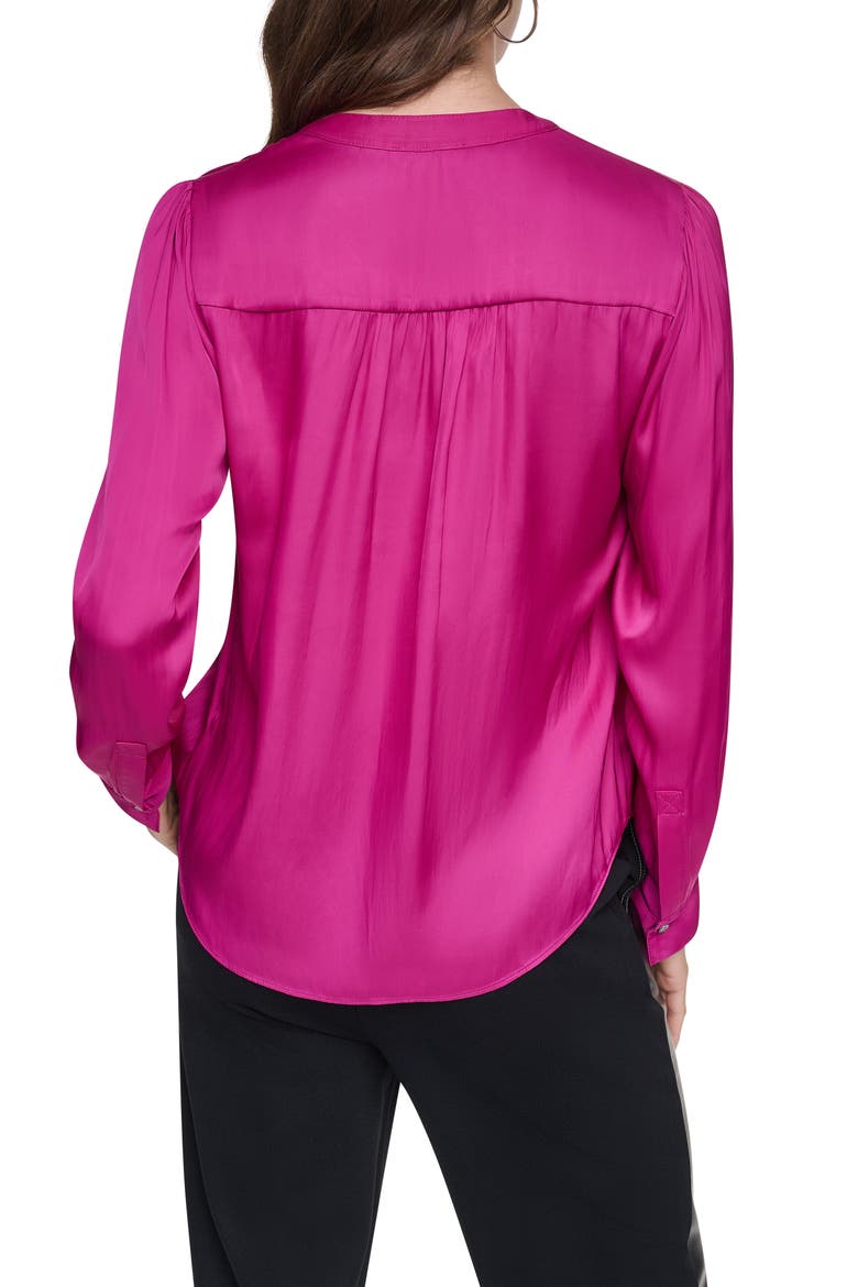 Pleated Long Sleeve Top, Alternate, color, RASPBERRY