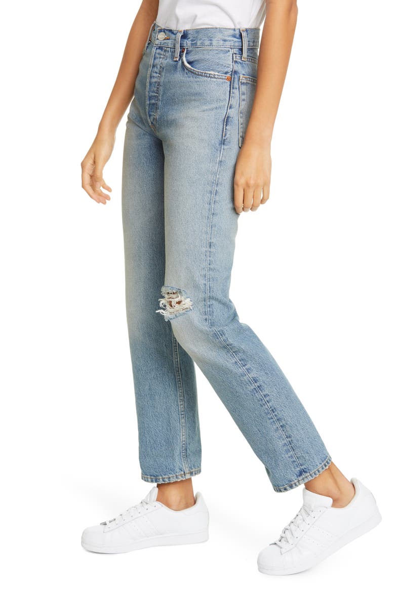 '90s Ripped Loose Straight Leg Jeans, Alternate, color, LIGHT WORN 11