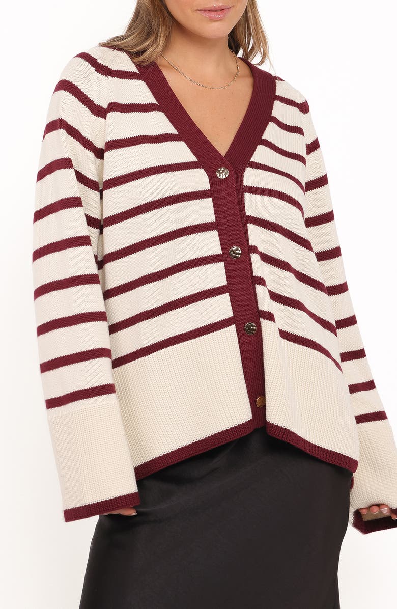 Petal & Pup Aydee Stripe Cardigan, Main, color, Cherry Stripe