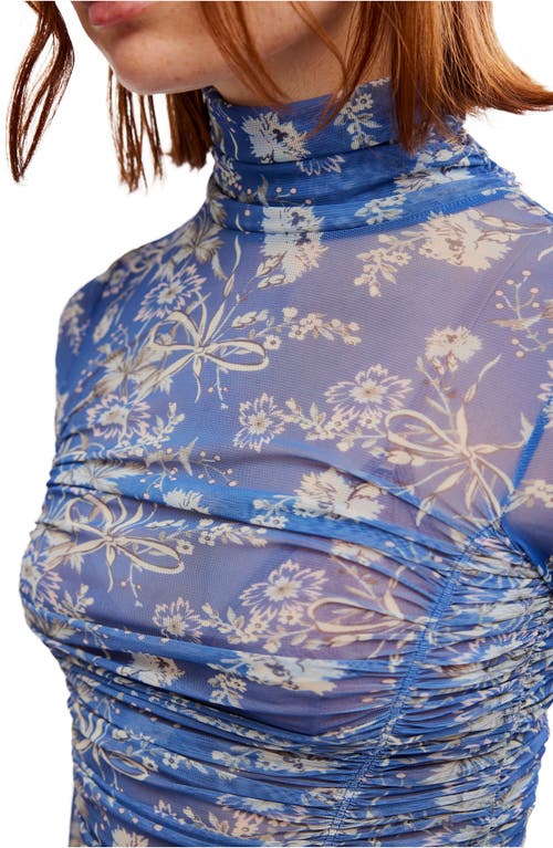 FREE PEOPLE FREE PEOPLE UNDER IT ALL RUCHED MESH TURTLENECK BODYSUIT 