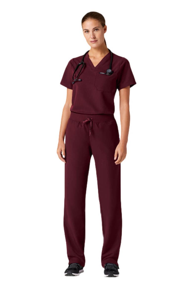 Xenos Women's 5-Pocket Classic Mid-Rise Scrub Pant, Alternate, color, Burgundy