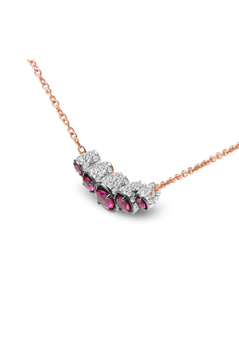 18K Gold 3/4 Cttw Diamonds and Ruby Curved Bar Choker Necklace, Alternate, color, Pink