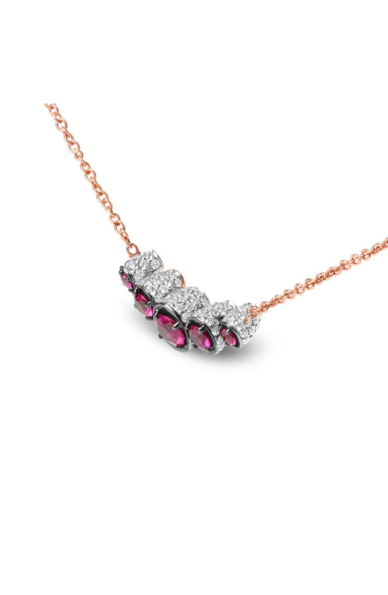 Haus of Brilliance 18K Gold 3/4 Cttw Diamonds and Ruby Curved Bar Choker Necklace, Alternate, color, Pink