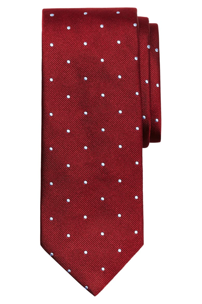 Small Dot Silk Tie, Main, color, DARK RED