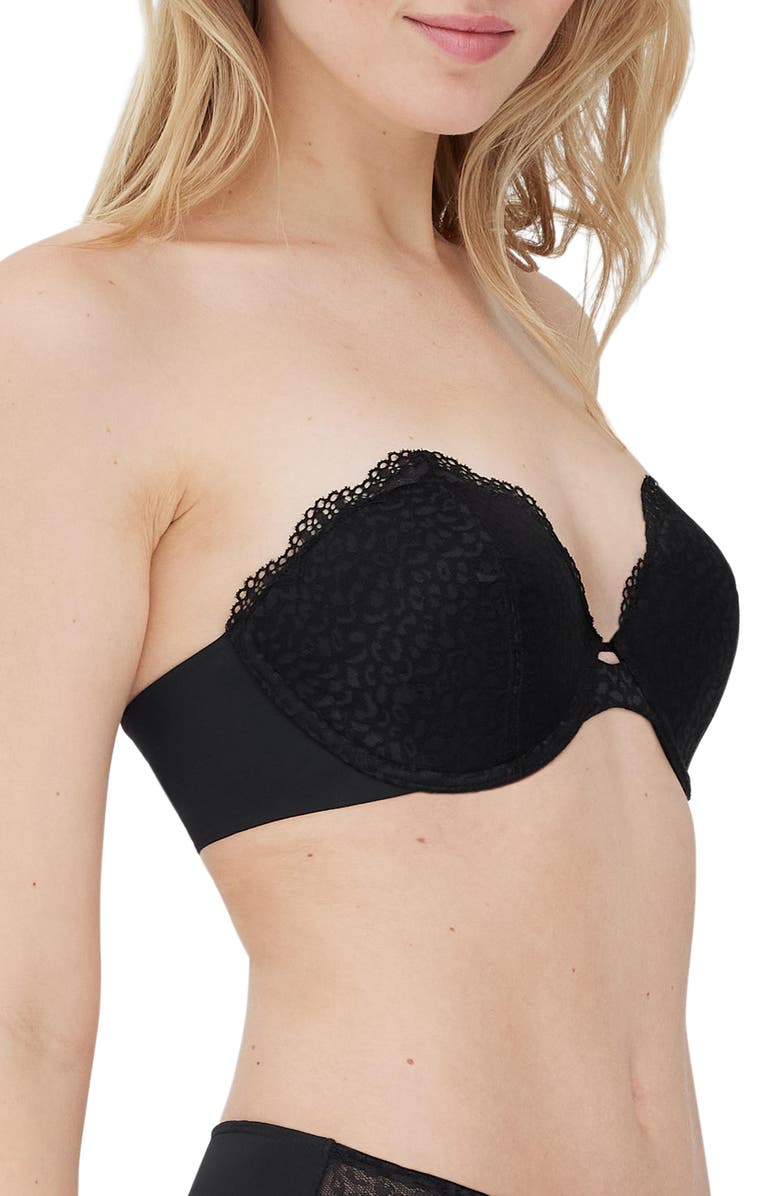 Skarlett Blue Rouse Full Coverage Lightly Lined Strapless Bra, Alternate, color, Black