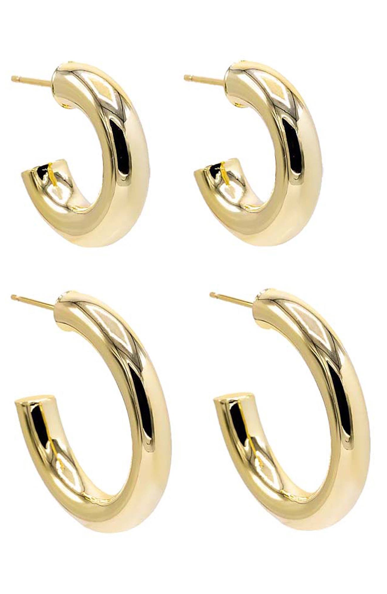 BY ADINA EDEN Set of 2 Chunky Hoop Earrings