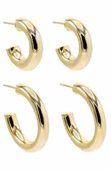 BY ADINA EDEN Set of 2 Chunky Hoop Earrings