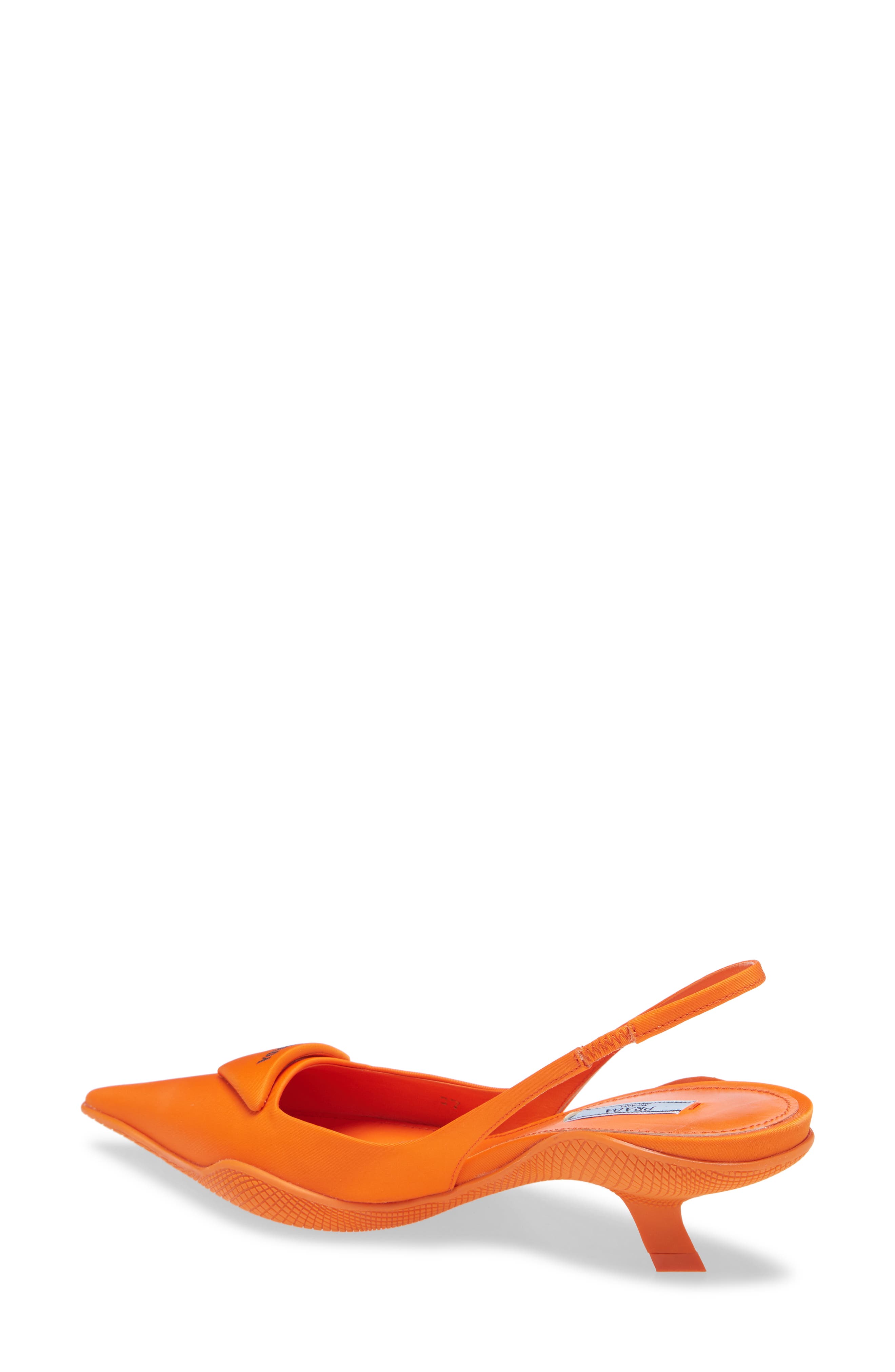 Prada Triangle Logo Pointed Toe Slingback Pump, Alternate, color, 