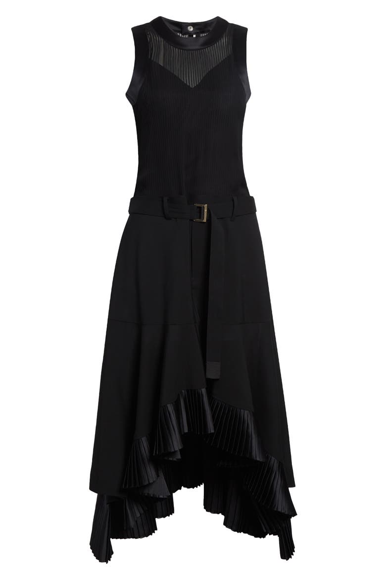 Suiting X Satin Dress, Alternate, color, BLACK