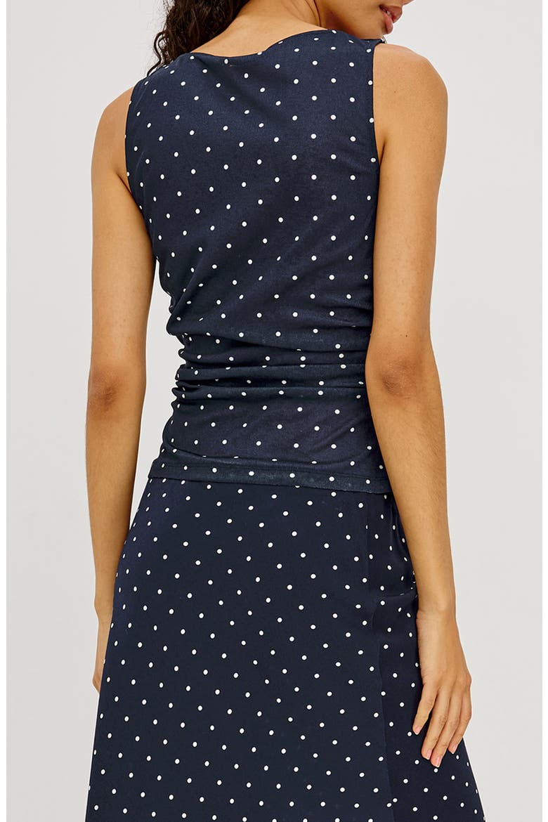 Fete Cowl Neck Tank, Alternate, color, NAVY POLKA DOTS