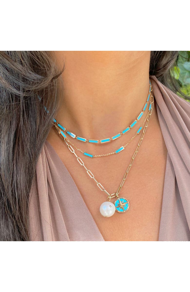 The Lovery Fine Jewelry Turquoise Bar Necklace, Alternate, color, Turquoise