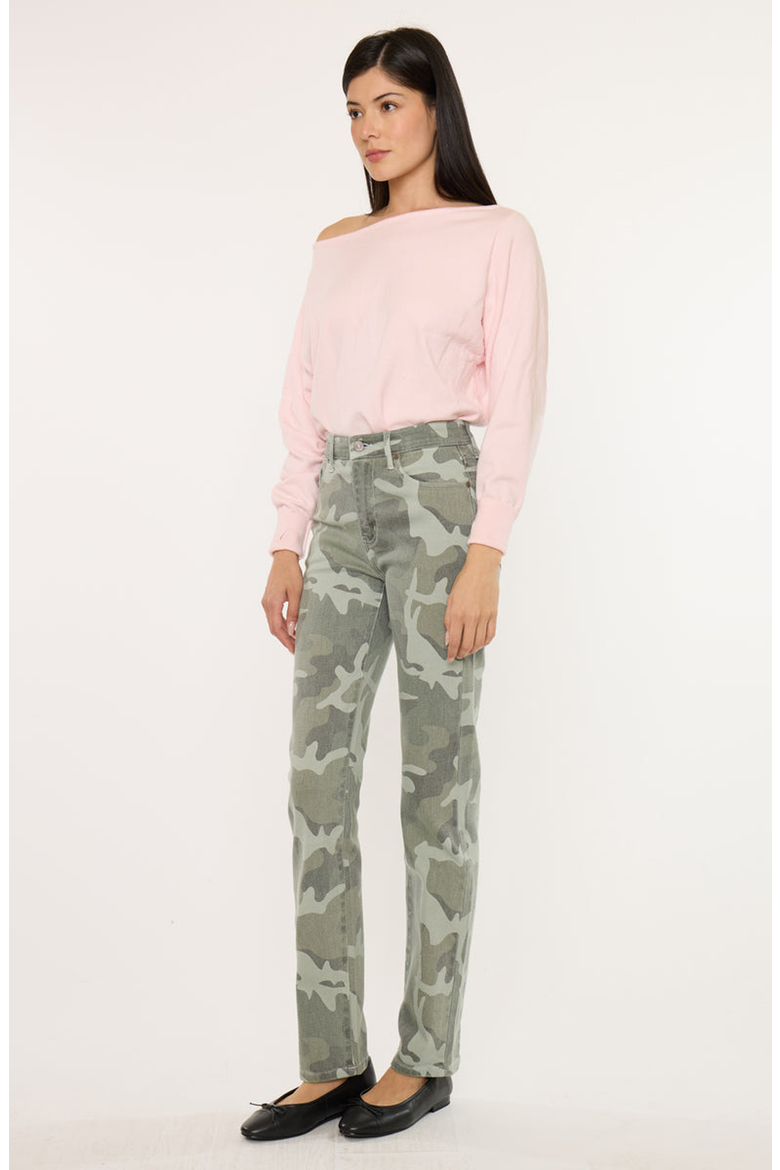 Allie High Rise Camo Straight Leg Jeans, Alternate, color, Camo