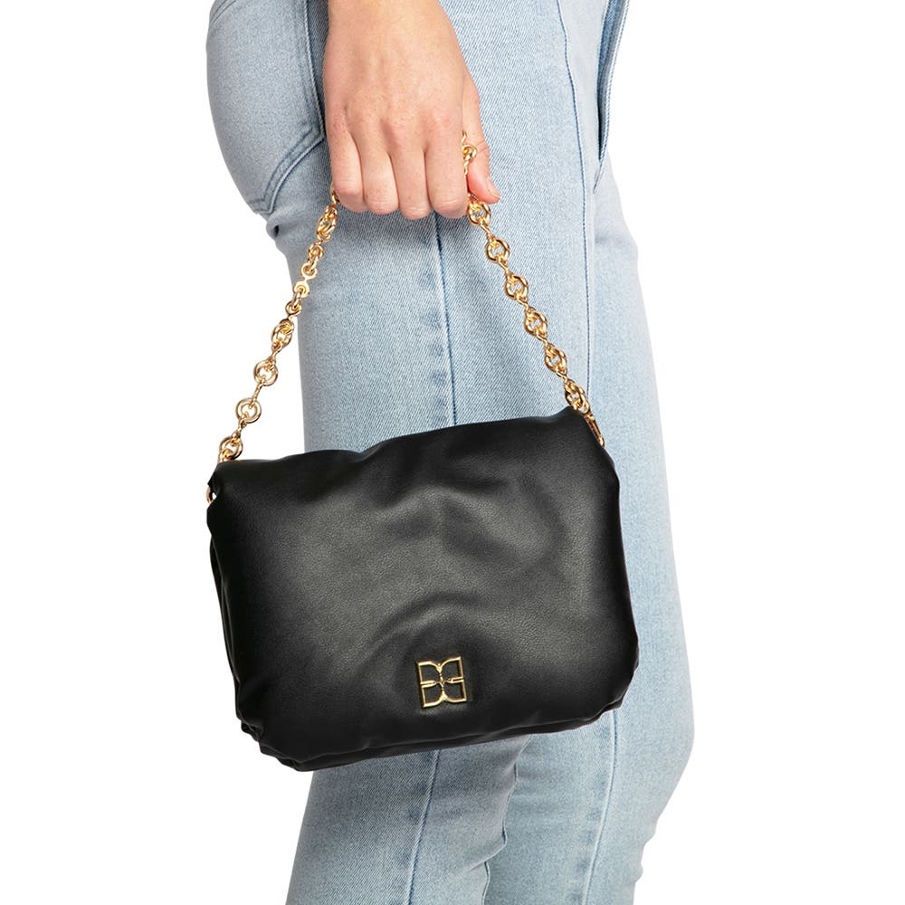 Belle & Bloom Hanging On Pillow Leather Handbag, Alternate, color, Black